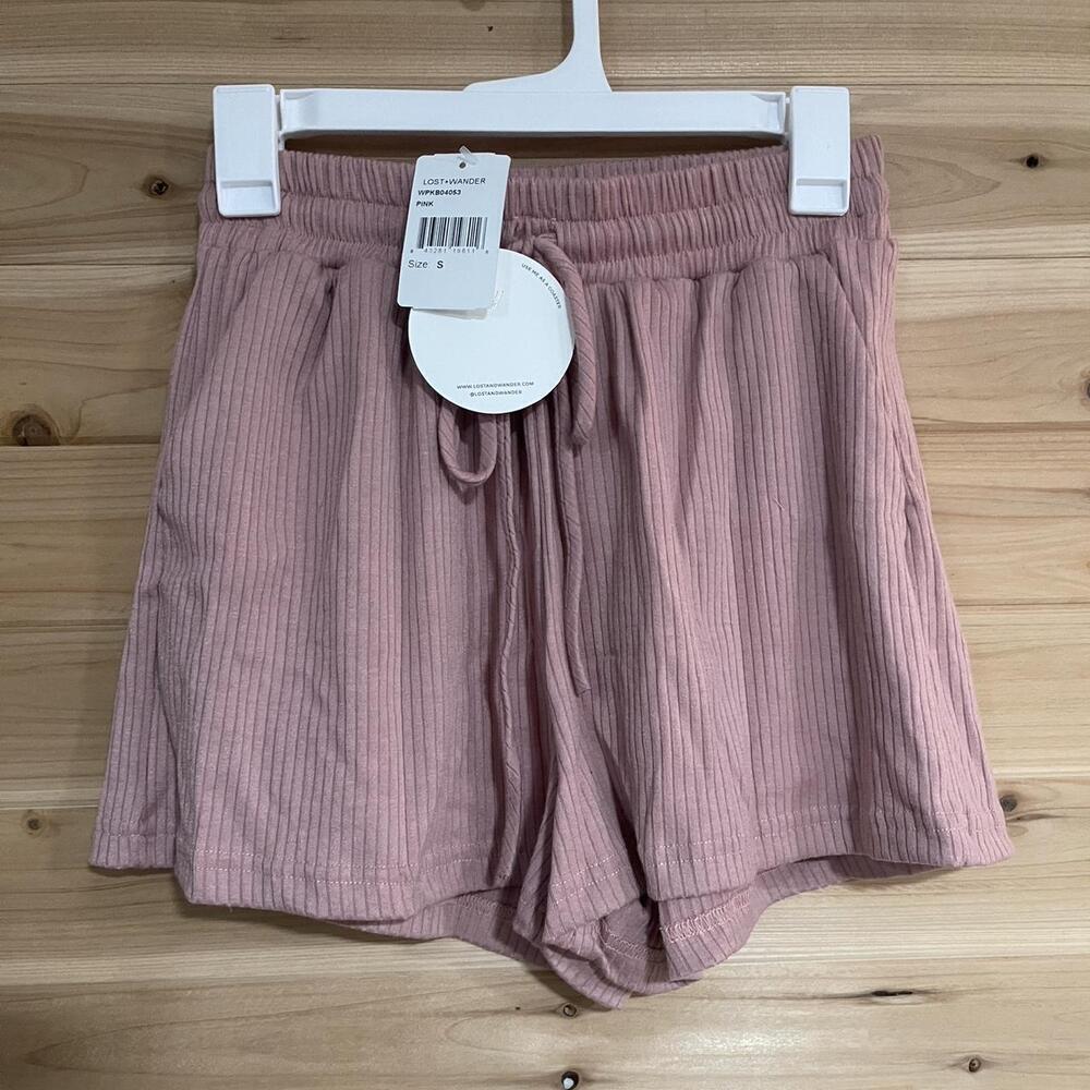 Soft Pink Ribbed Lounge Shorts
